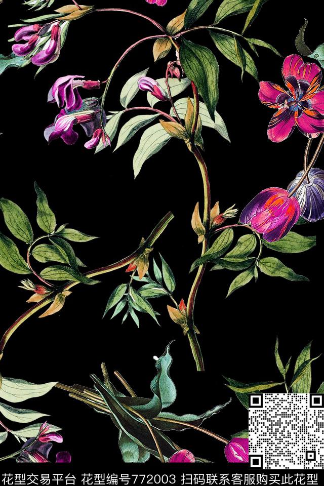 花朵花卉数码印花华亿平台下载（图片编号: 772003） - 瓦栏（Walan）
