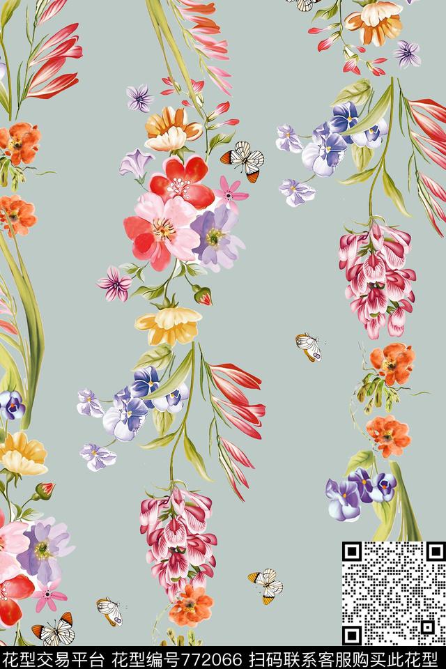 小碎花水彩手绘花卉数码印花华亿平台下载（图片编号: 772066） - 瓦栏（Walan）
