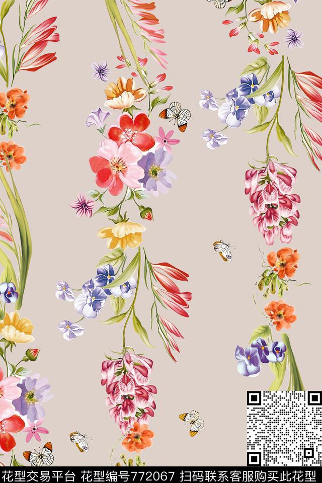 小碎花水彩手绘花卉数码印花华亿平台下载（图片编号: 772067） - 瓦栏（Walan）