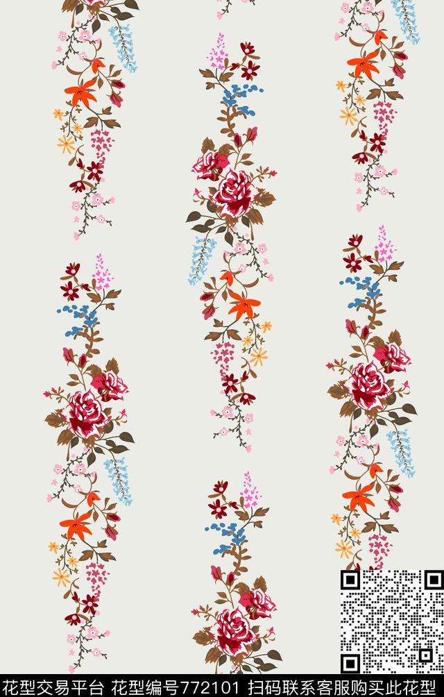 手绘小花卉传统印花华亿平台下载（图片编号: 772101） - 瓦栏（Walan）