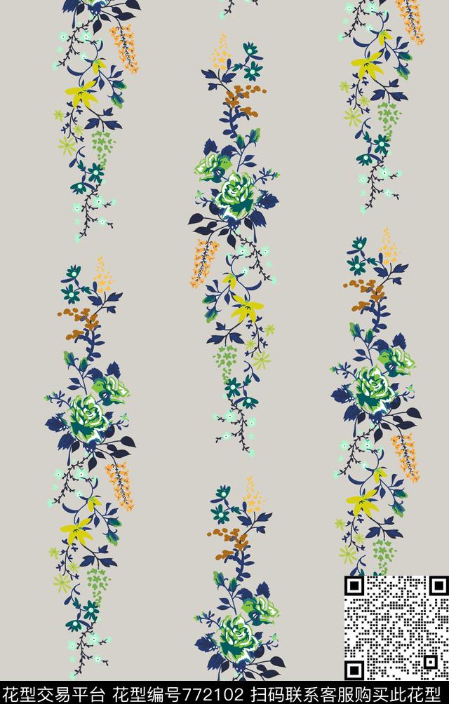 手绘小花卉传统印花华亿平台下载（图片编号: 772102） - 瓦栏（Walan）