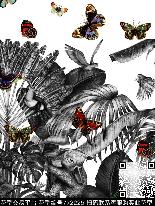 植物潮牌热带丛林数码印花华亿平台下载（图片编号: 772225） - 瓦栏（Walan）