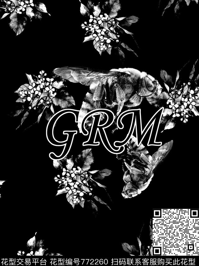 抽象手绘几何动物蜜蜂花卉数码印花时尚潮流男装定位纹理夹克外套衬衫T恤卫衣印花欧美复古大牌潮牌古驰杜嘉班纳数码印花数码印花华亿平台下载（图片编号: 772260） - 瓦栏（Walan）