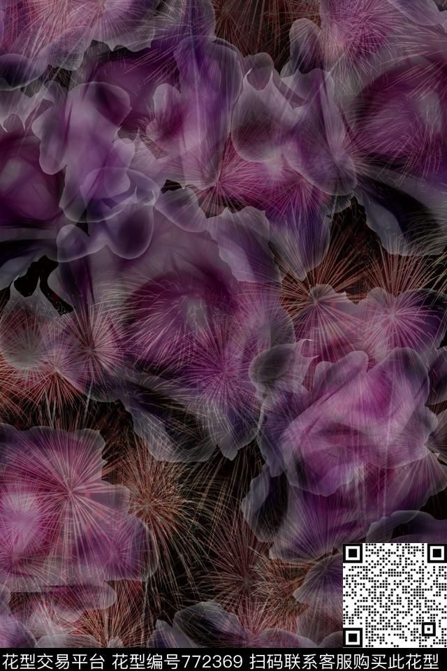 花朵花卉烟火数码印花华亿平台下载（图片编号: 772369） - 瓦栏（Walan）