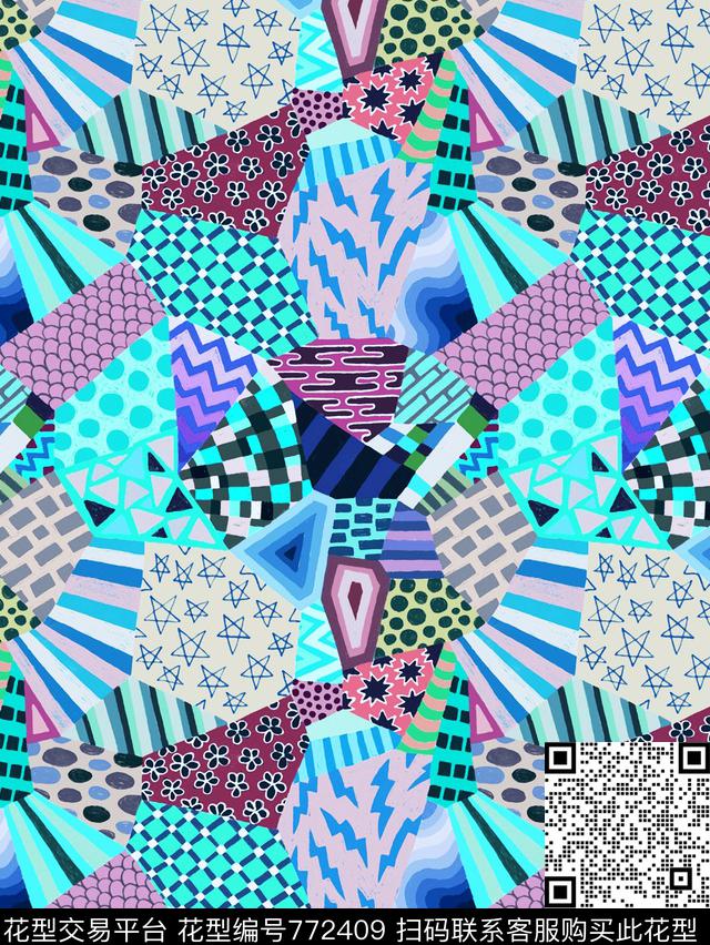 小碎花条纹圆圈传统印花华亿平台下载（图片编号: 772409） - 瓦栏（Walan）