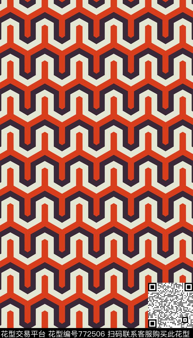 几何撞色抽象传统印花华亿平台下载（图片编号: 772506） - 瓦栏（Walan）