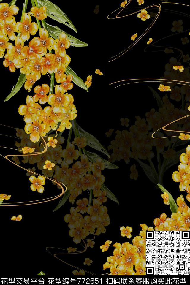 罂粟花雏菊玉兰花数码印花华亿平台下载（图片编号: 772651） - 瓦栏（Walan）