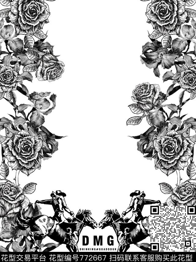 潮牌抽象花卉数码印花华亿平台下载（图片编号: 772667） - 瓦栏（Walan）