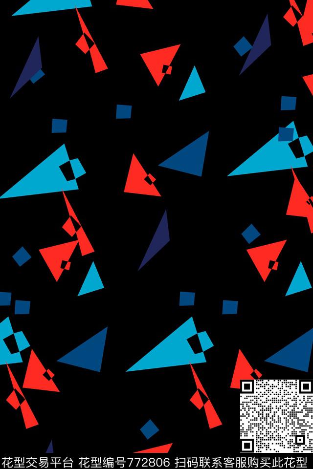 不规则几何色块菱形传统印花华亿平台下载（图片编号: 772806） - 瓦栏（Walan）