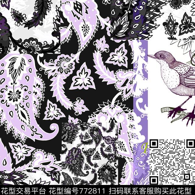 火腿花腰果佩斯利传统印花华亿平台下载（图片编号: 772811） - 瓦栏（Walan）