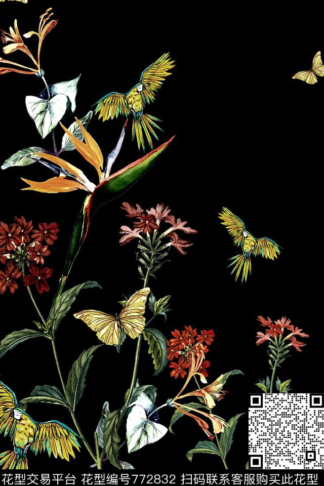 定位动物花数码印花华亿平台下载（图片编号: 772832） - 瓦栏（Walan）