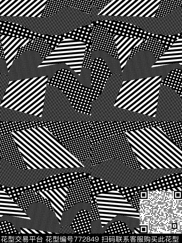 女装不规则几何条纹传统印花华亿平台下载（图片编号: 772849） - 瓦栏（Walan）