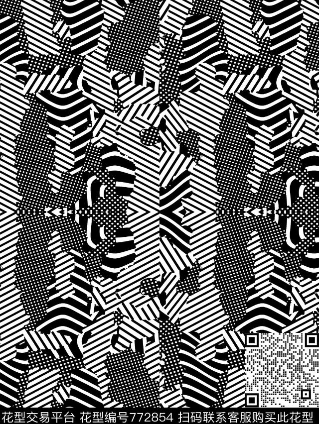 条纹女装黑白华亿平台传统印花华亿平台下载（图片编号: 772854） - 瓦栏（Walan）