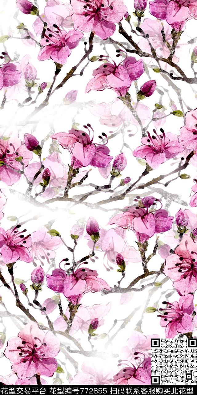 数码花卉类满版花乱花数码印花华亿平台下载（图片编号: 772855） - 瓦栏（Walan）