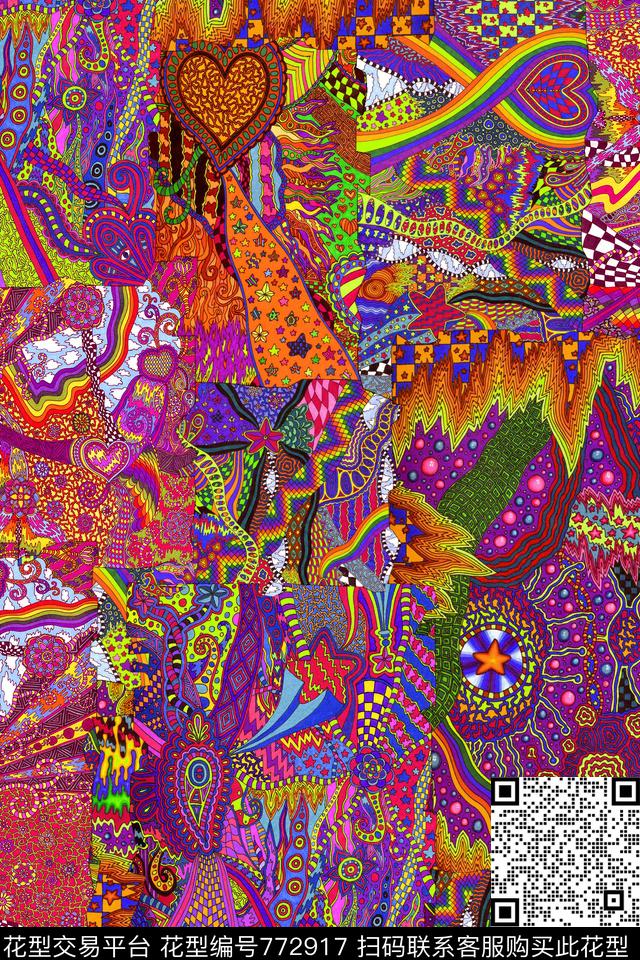 民族风抽象纹理数码印花华亿平台下载（图片编号: 772917） - 瓦栏（Walan）