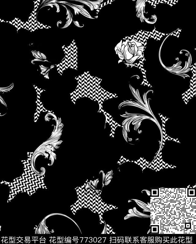 潮牌抽象几何数码印花华亿平台下载（图片编号: 773027） - 瓦栏（Walan）