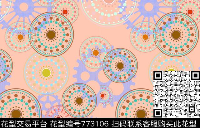 装饰、圆、齿轮传统印花华亿平台下载（图片编号: 773106） - 瓦栏（Walan）