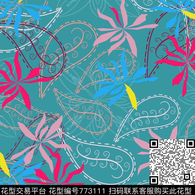 丝巾围巾秀场民族风图案火腿花数码印花华亿平台下载（图片编号: 773111） - 瓦栏（Walan）