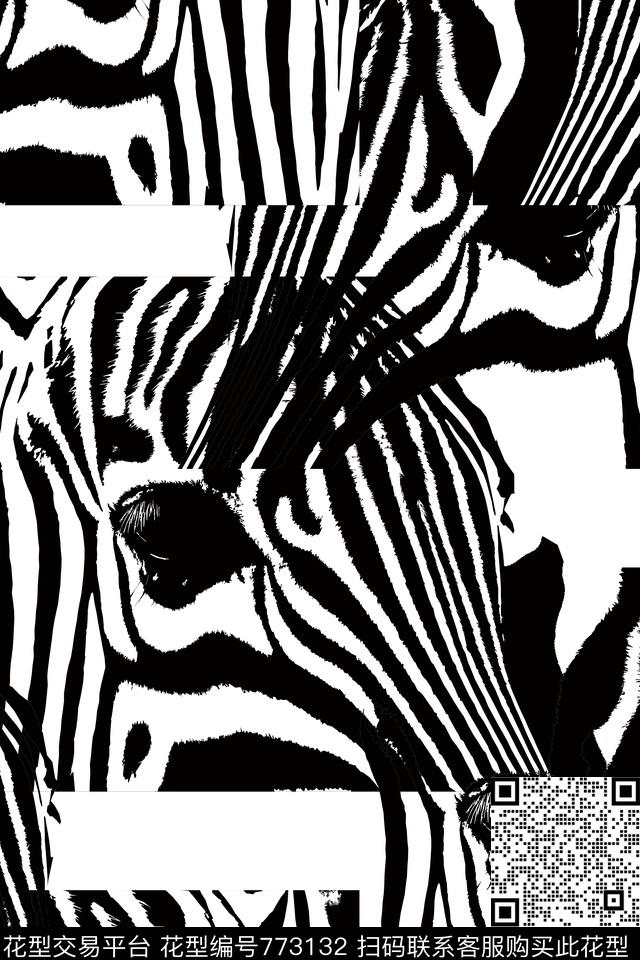 斑马黑白简约传统印花华亿平台下载（图片编号: 773132） - 瓦栏（Walan）