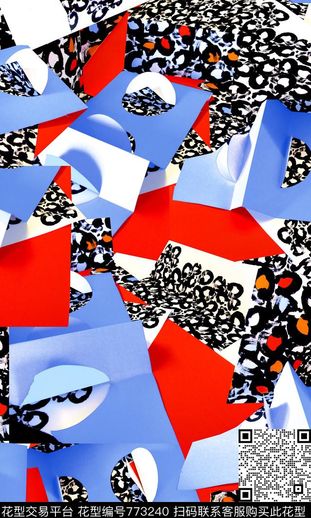 解构色块几何数码印花华亿平台下载（图片编号: 773240） - 瓦栏（Walan）