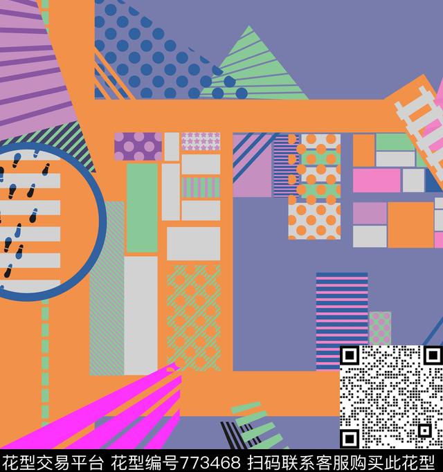 几何形装饰、现代传统印花华亿平台下载（图片编号: 773468） - 瓦栏（Walan）