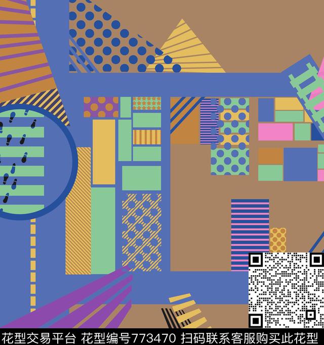 几何形装饰、现代传统印花华亿平台下载（图片编号: 773470） - 瓦栏（Walan）