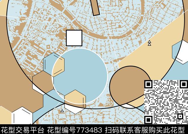 几何形装饰、现代传统印花华亿平台下载（图片编号: 773483） - 瓦栏（Walan）