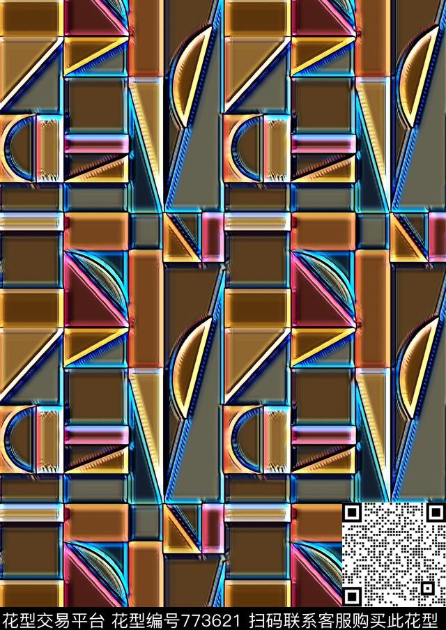 不规则几何色块三角形数码印花华亿平台下载（图片编号: 773621） - 瓦栏（Walan）