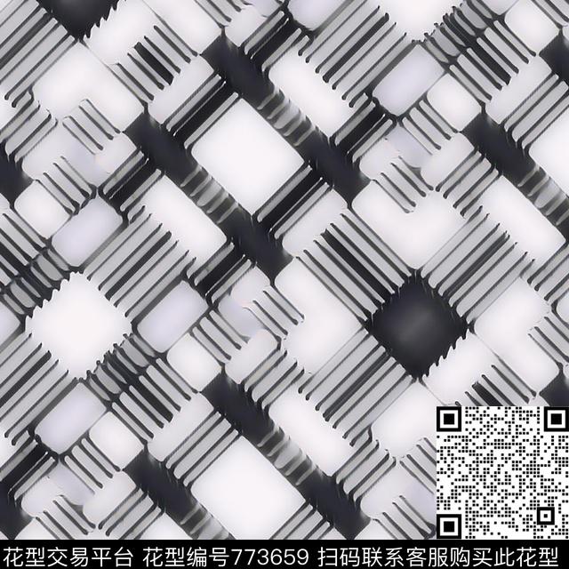 黑白花单色数码印花数码印花华亿平台下载（图片编号: 773659） - 瓦栏（Walan）