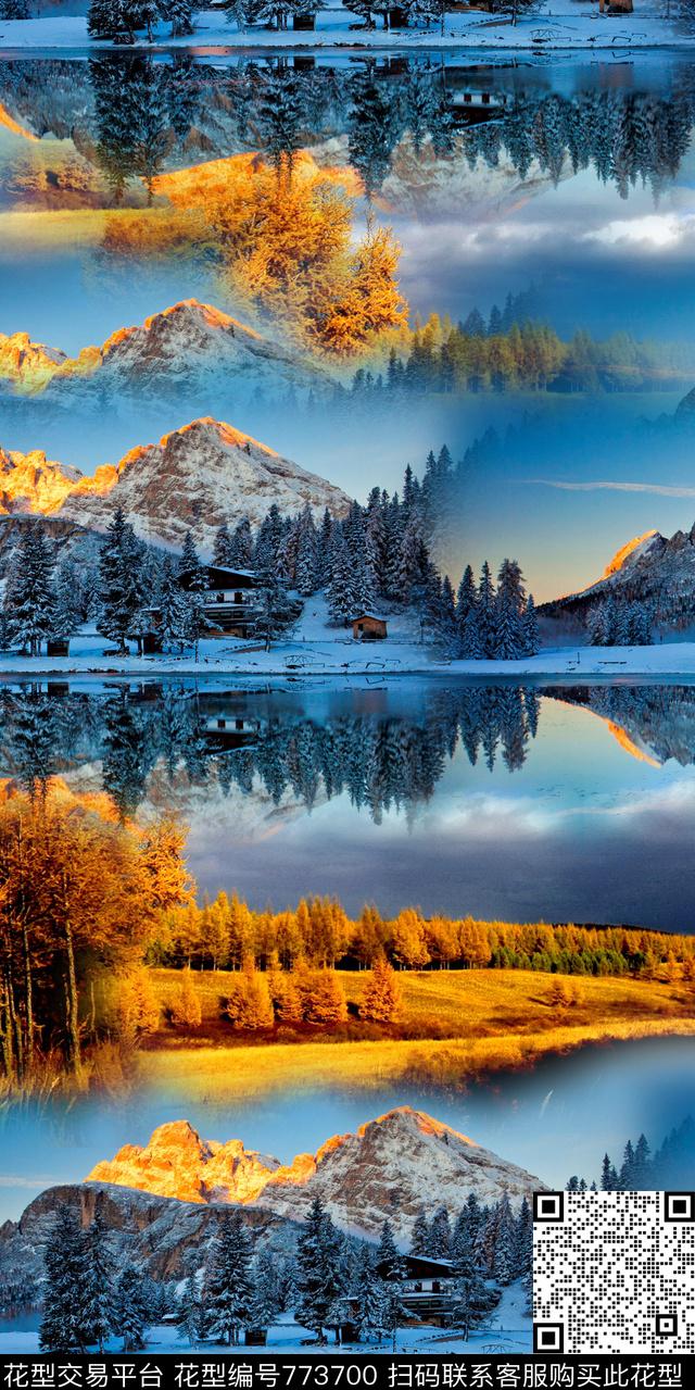 山川风景雪山数码印花华亿平台下载（图片编号: 773700） - 瓦栏（Walan）