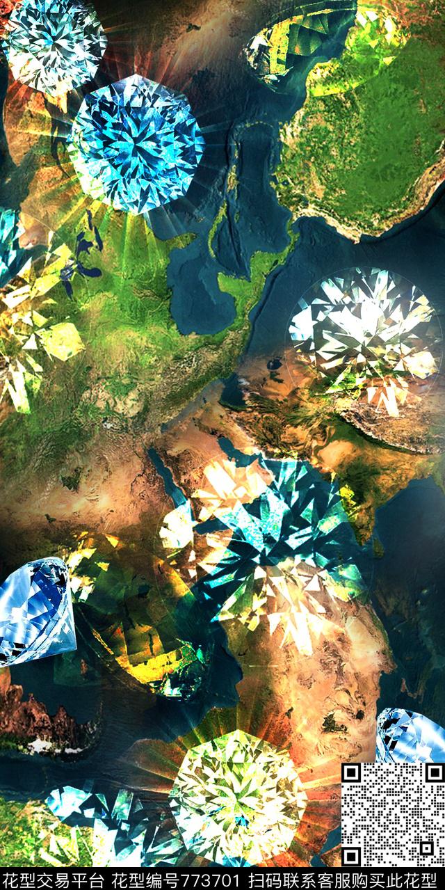 钻石抽象炫彩数码印花华亿平台下载（图片编号: 773701） - 瓦栏（Walan）