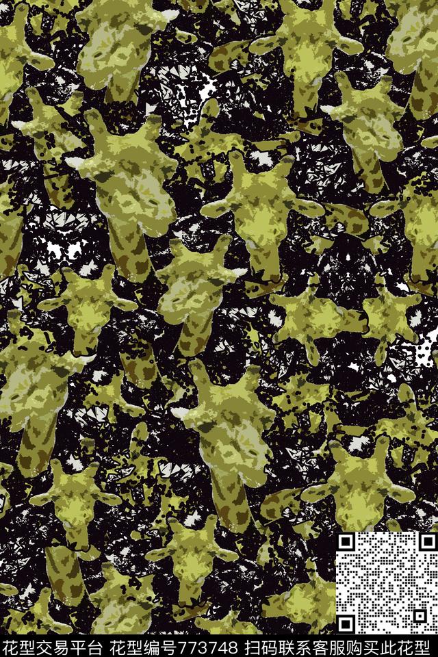 动物纹长颈鹿装饰传统印花华亿平台下载（图片编号: 773748） - 瓦栏（Walan）