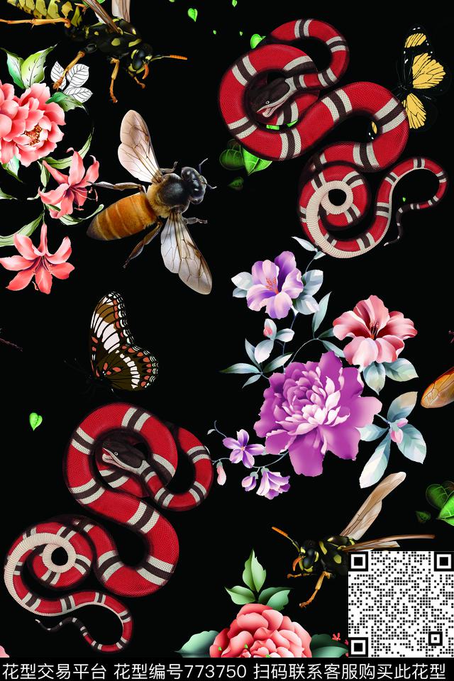 创意潮流图案花鸟数码印花华亿平台下载（图片编号: 773750） - 瓦栏（Walan）