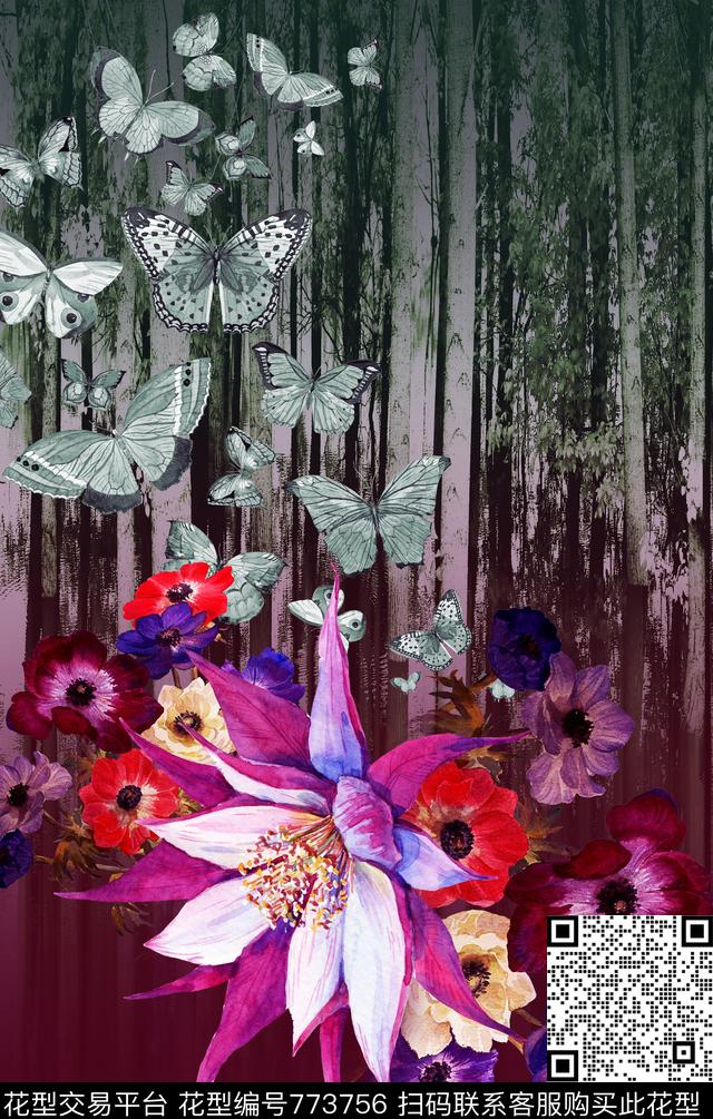 定位魔幻树林数码印花华亿平台下载（图片编号: 773756） - 瓦栏（Walan）