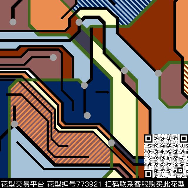 不规则几何装饰现代传统印花华亿平台下载（图片编号: 773921） - 瓦栏（Walan）