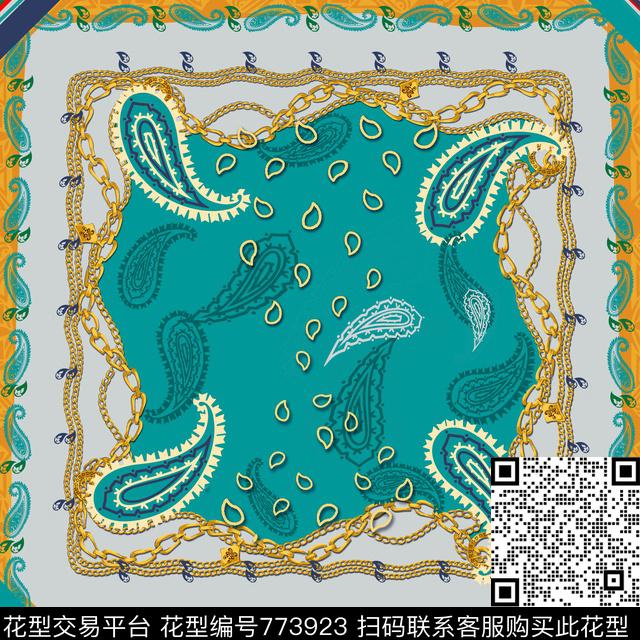 火腿花佩斯利链条传统印花华亿平台下载（图片编号: 773923） - 瓦栏（Walan）