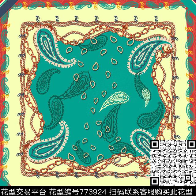 火腿花佩斯利链条传统印花华亿平台下载（图片编号: 773924） - 瓦栏（Walan）