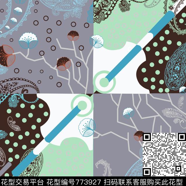 火腿花佩斯利腰果传统印花华亿平台下载（图片编号: 773927） - 瓦栏（Walan）