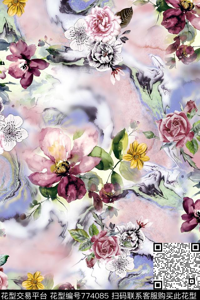 水彩肌理手绘数码印花华亿平台下载（图片编号: 774085） - 瓦栏（Walan）