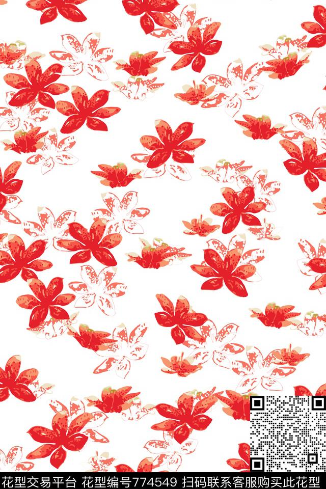 时尚植物花朵传统印花华亿平台下载（图片编号: 774549） - 瓦栏（Walan）