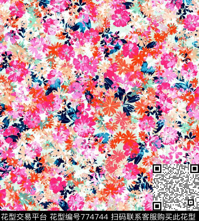 小碎花花卉数码印花华亿平台下载（图片编号: 774744） - 瓦栏（Walan）