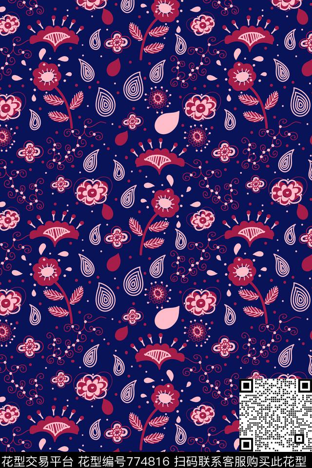 小碎花花朵花卉传统印花华亿平台下载（图片编号: 774816） - 瓦栏（Walan）