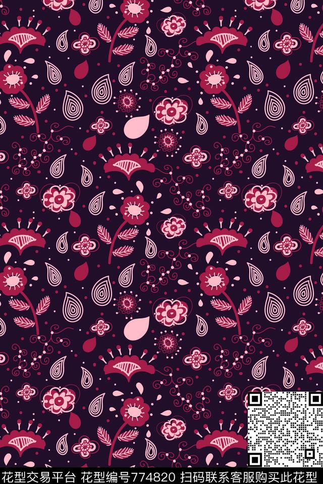 小碎花花朵花卉传统印花华亿平台下载（图片编号: 774820） - 瓦栏（Walan）