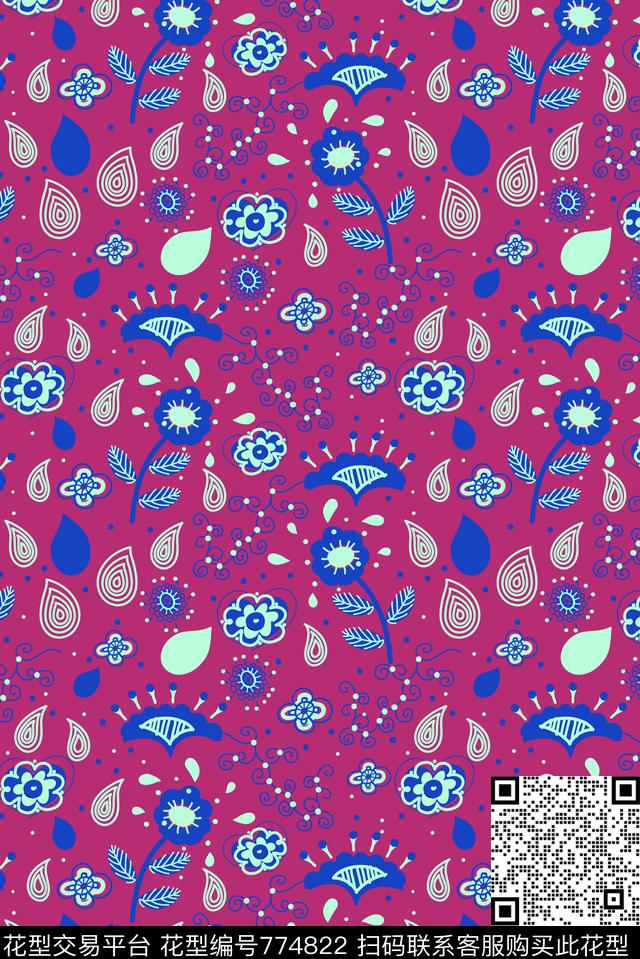 小碎花花朵花卉传统印花华亿平台下载（图片编号: 774822） - 瓦栏（Walan）