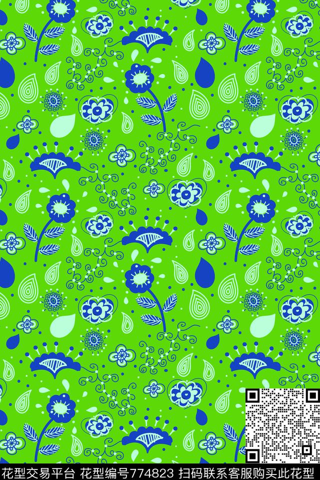 小碎花花朵花卉传统印花华亿平台下载（图片编号: 774823） - 瓦栏（Walan）