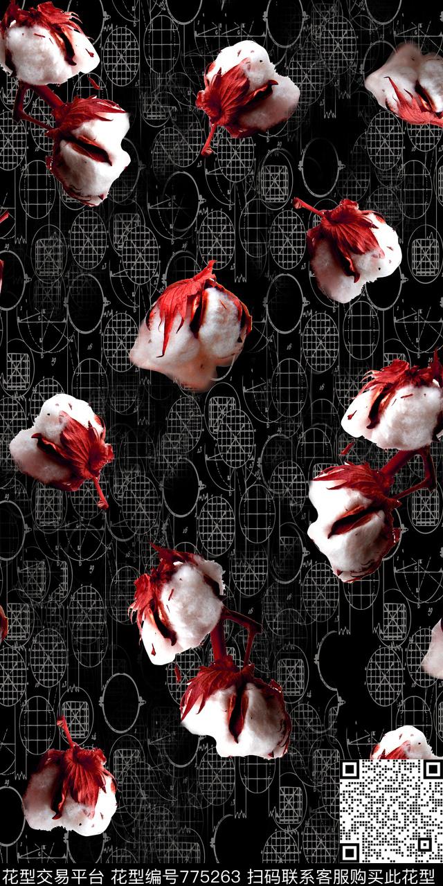 花朵花卉数码印花华亿平台下载（图片编号: 775263） - 瓦栏（Walan）