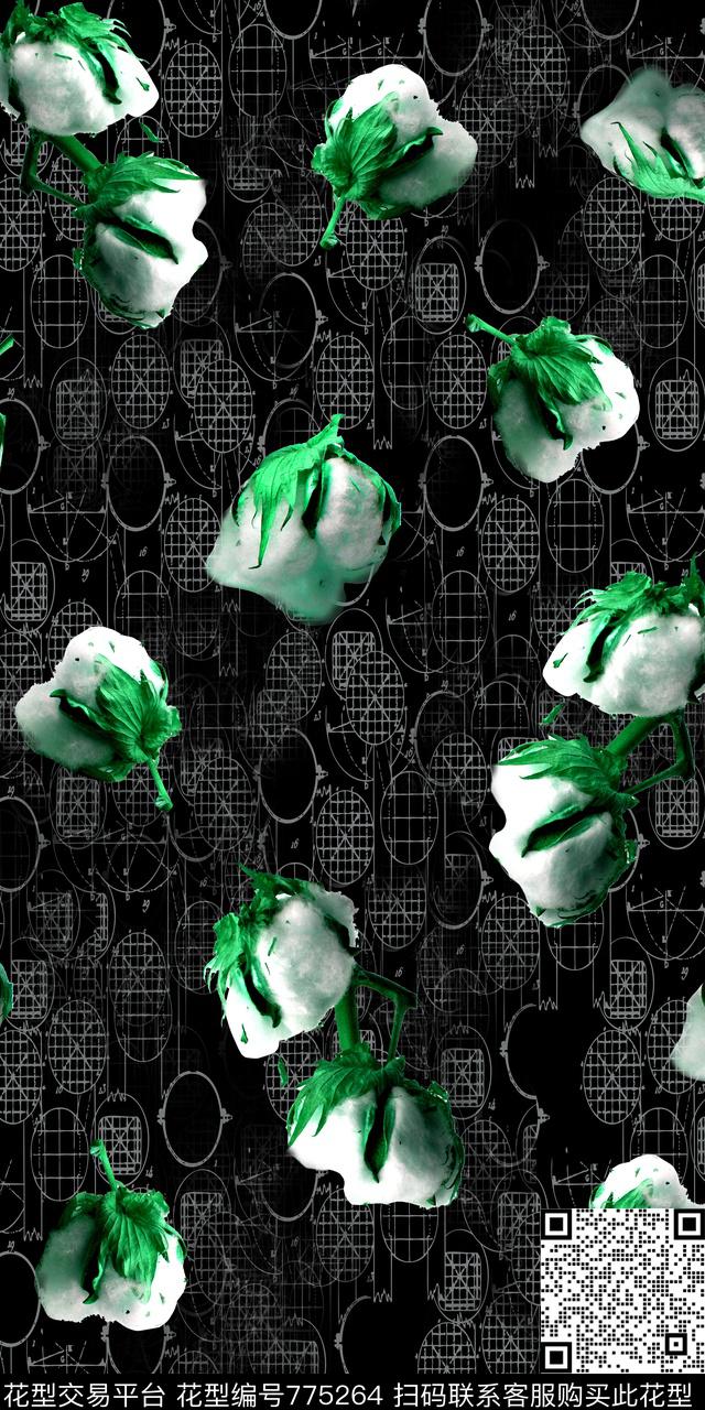花朵花卉数码印花华亿平台下载（图片编号: 775264） - 瓦栏（Walan）