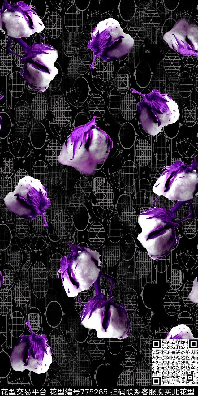 花朵花卉数码印花华亿平台下载（图片编号: 775265） - 瓦栏（Walan）