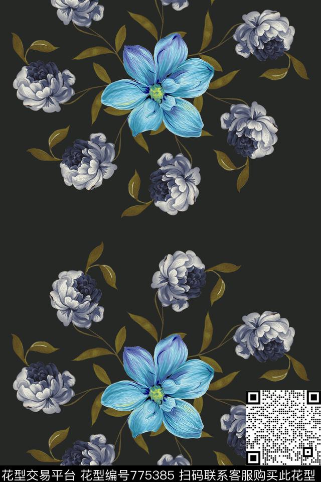 复古田园花卉数码印花华亿平台下载（图片编号: 775385） - 瓦栏（Walan）