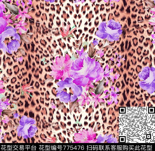 豹纹花瓣小碎花数码印花华亿平台下载（图片编号: 775476） - 瓦栏（Walan）
